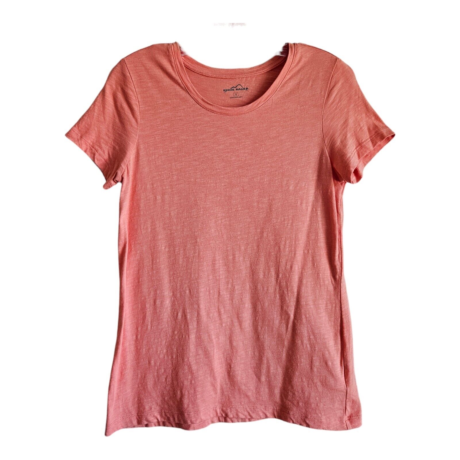 Eddie Bauer Women Xs S T-Shirt Coral Orange Short Sleeve Cotton & Modal Bust 32"